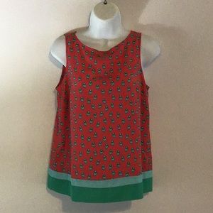 Ann Taylor Silky blouse with bird pattern